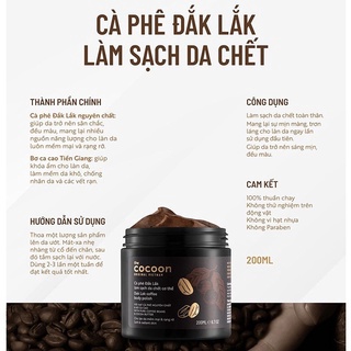 Cà phê Đắk lắk làm sạch da chết COCOON 200ml