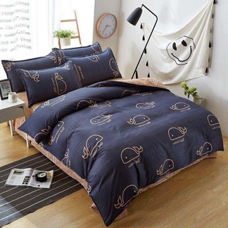 BỘ CHĂN GA GỐI POLLY NHẬP VOI NỀN XANH TÍM THAN