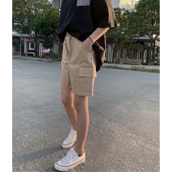 Quần short ngố nam nữ kaki túi hộp unisex trơn sort lửng phong cách ulzzang 1kenz