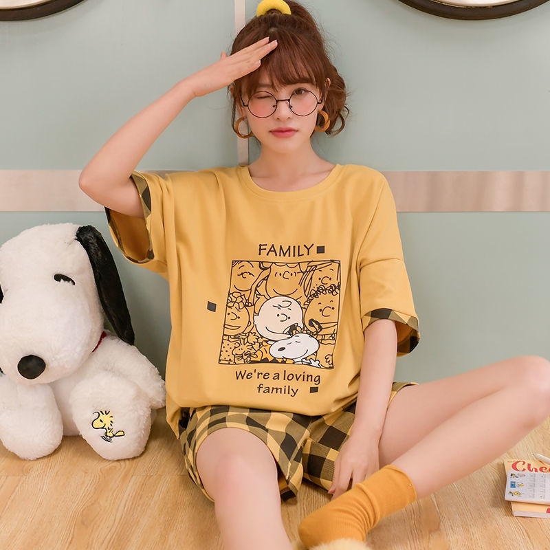 Đồ Ngủ Tay Ngắn Dáng Rộng In Hoạt Hình Phong Cách Hàn Quốc Thời Trang Mùa Hè Thoải Mái Xinh Xắn Cho Nữ | BigBuy360 - bigbuy360.vn