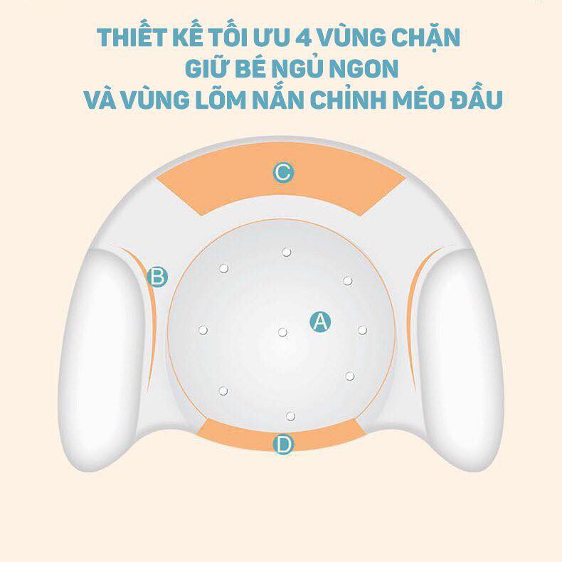 Gối cao su non chống méo, bẹt đầu cho bé sơ sinh hãng Baby moov