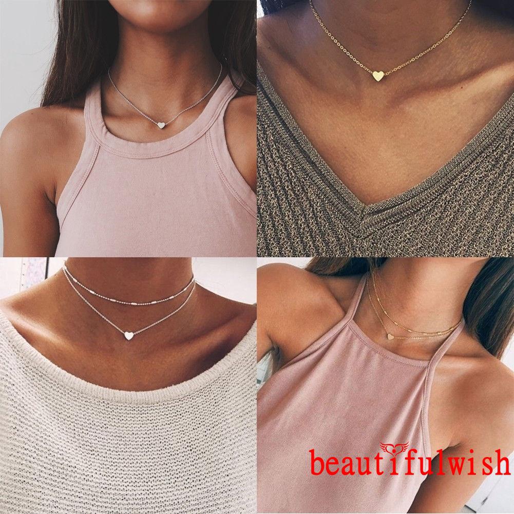 Vòng Cổ Choker Bạc Phối Mặt Hình Trái Tim Mạ Vàng Dành Cho Nữ