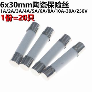 Set 20 Cầu Chì Gốm 6 * 30 1A 2A 3A 4A 5A 6A 10A-30A 250V Chuyên Dụng