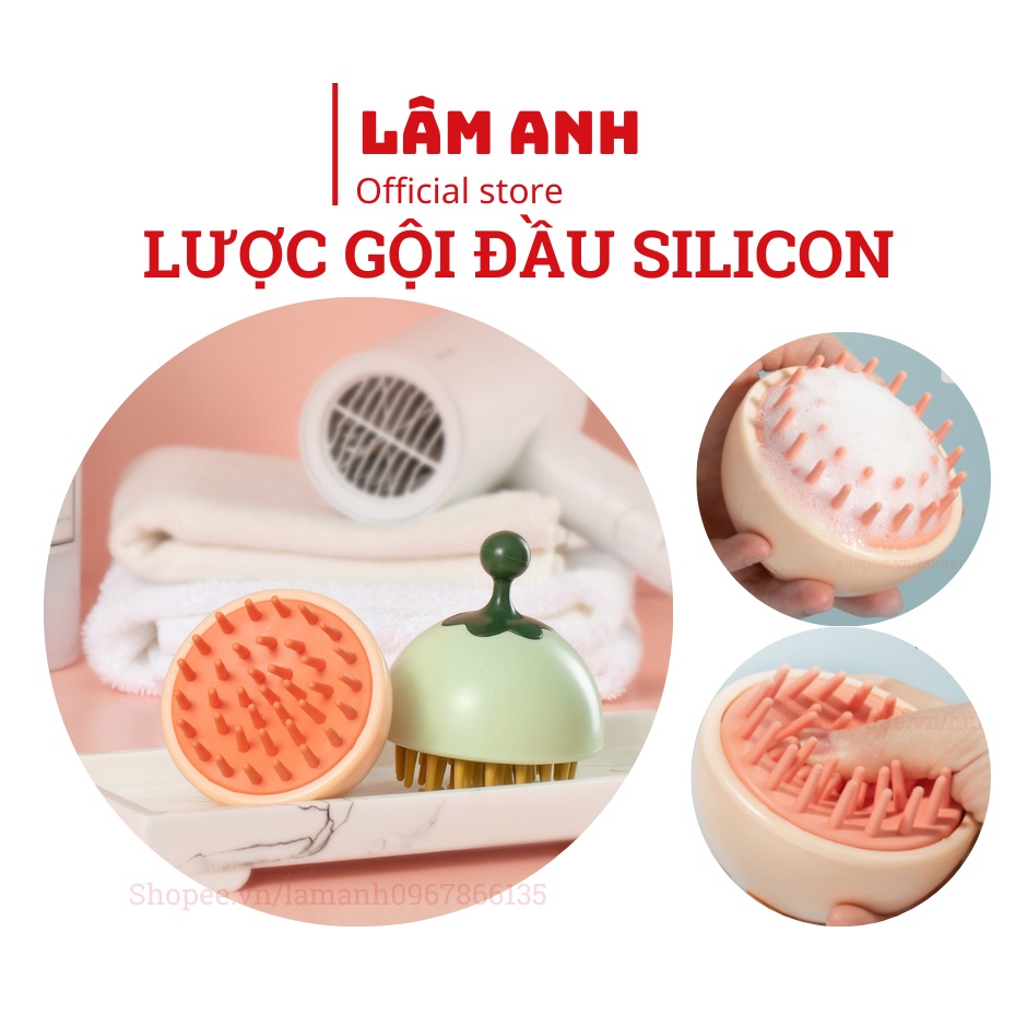 Lược Gội Đầu Gai Silicon Mềm Tạo Bọt Làm Sạch Da Đầu/ Tẩy Tế Bào Chết – Lược Massage Đầu, Bảo Vệ Tóc