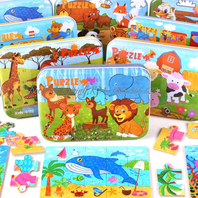 Ghép Hình Puzzle Tổng Hợp 4 Tranh 9-12-15-20 mảnh