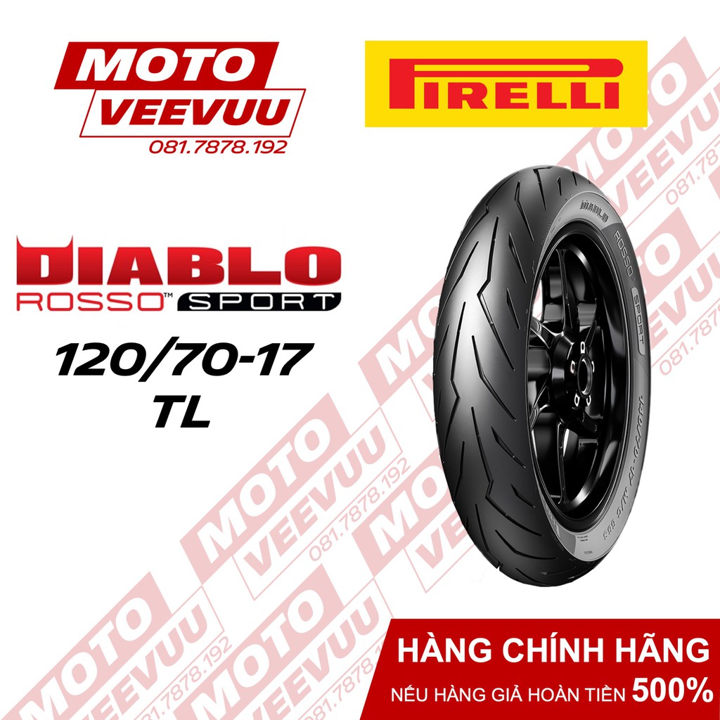 Vỏ lốp xe máy Pirelli 120/70-17 TL Diablo Rosso Sport (Lốp không ruột)