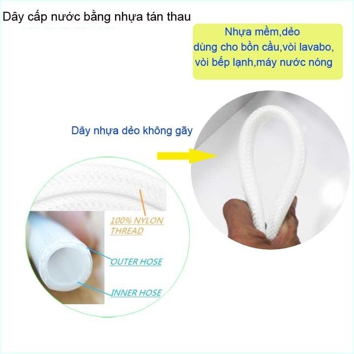 Dây cấp nước nhựa tán thau ( có kèm tai vặn) đủ kích cỡ