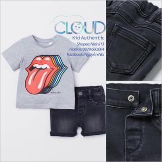 Set áo phông cộc tay + quần short jean cho bé hm china size từ 6-9m đến 3-4y