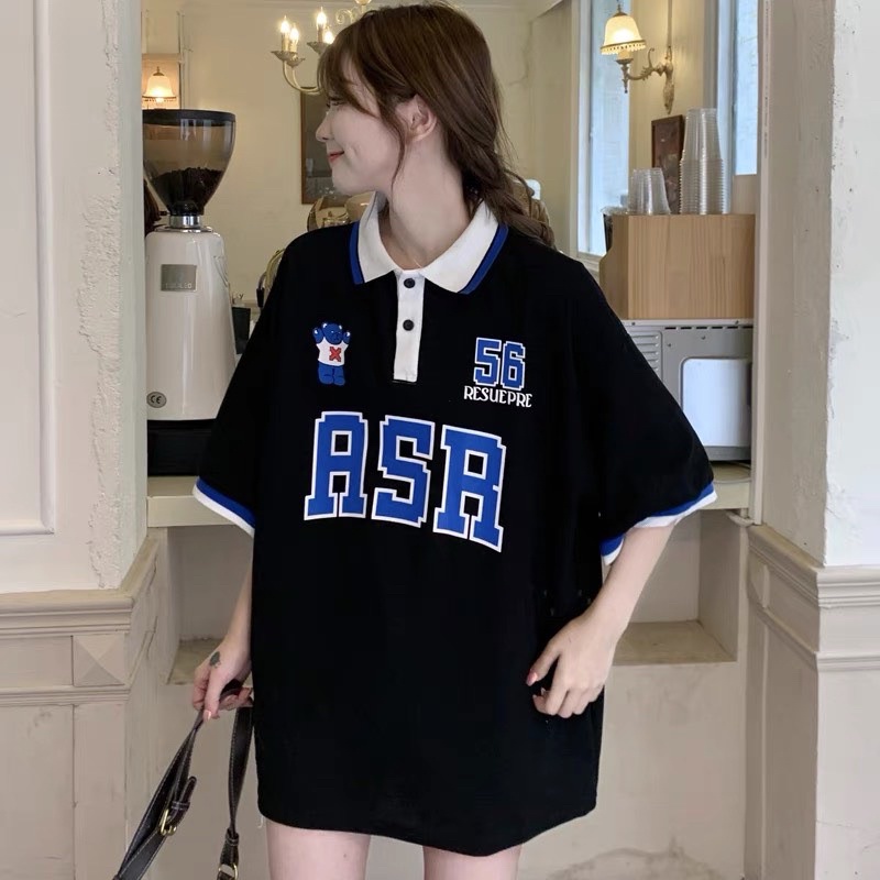 Áo thun có cổ , áo polo form rộng tay lỡ - ASR
