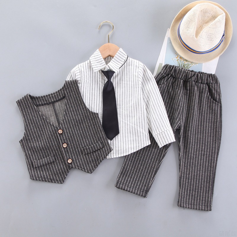 Bộ vest chất dạ Hàn cho bé trai phong cách Hàn quốc (9-20kg) - chất liệu dày dặn, xịn xò, thấm hút thân thiện với làn da