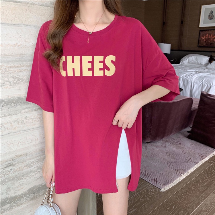 Áo thun ngắn tay in chữ phong cách Hàn Quốc thời trang mùa hè năng động cho nữ