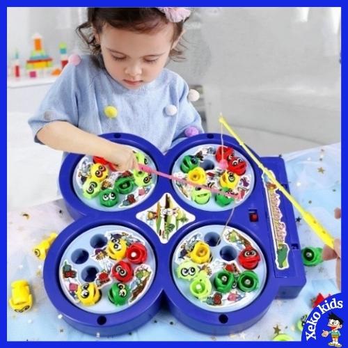 Bộ đồ chơi câu cá nam châm 4 hồ 4 cần câu cho bé trai và bé gái 2 3 4 5 tuổi. Trò chơi vui nhộn cho trẻ em XEKO13