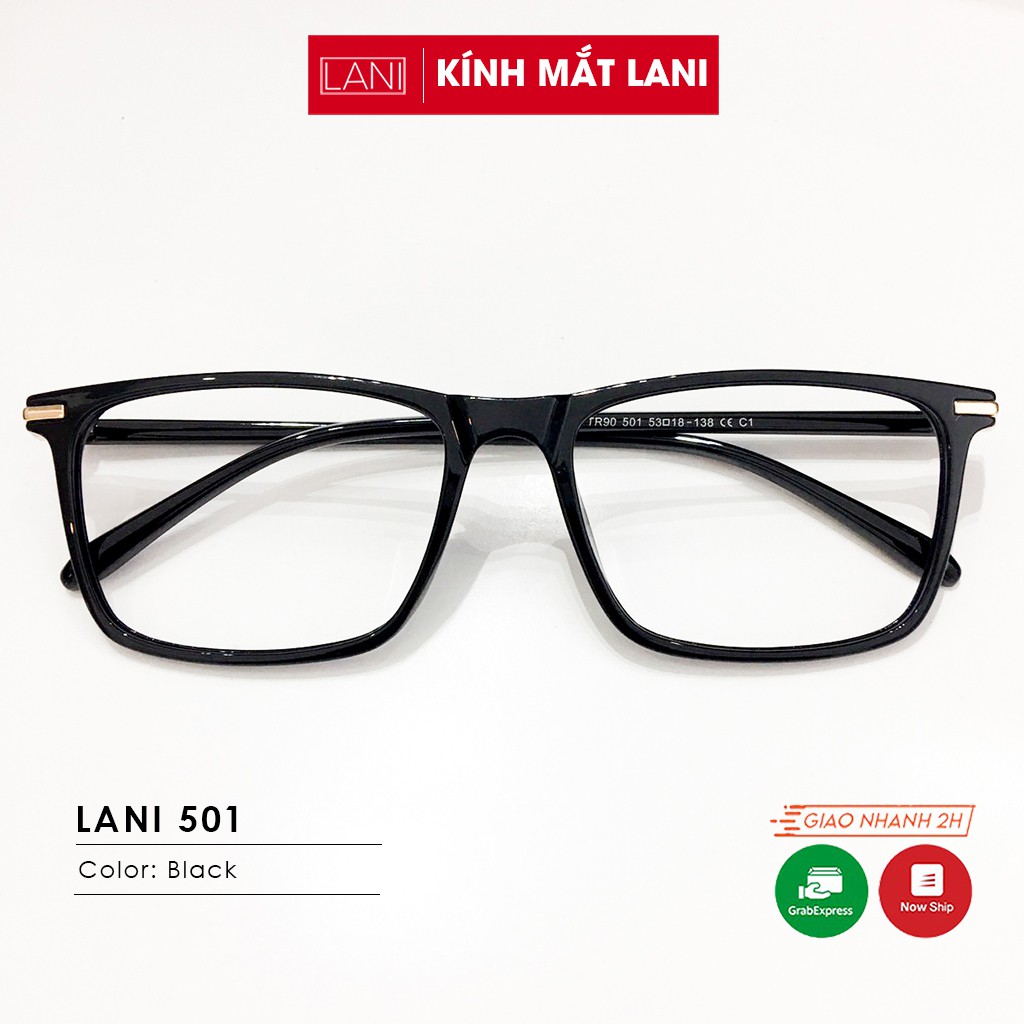 Gọng kính cận nam nữ nhựa dẻo siêu bền vuông to nhiều màu thời trang LANI 501 - Lắp mắt cận có độ theo yêu cầu