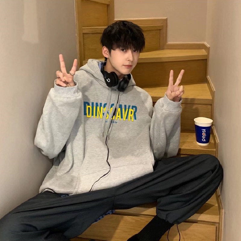 Áo hoodie Thể Thao Dáng Rộng In Chữ Phong Cách Hip Hop Đường Phố Hàn Quốc Thời Trang Mùa Đông Cho Nam [M-5XL]