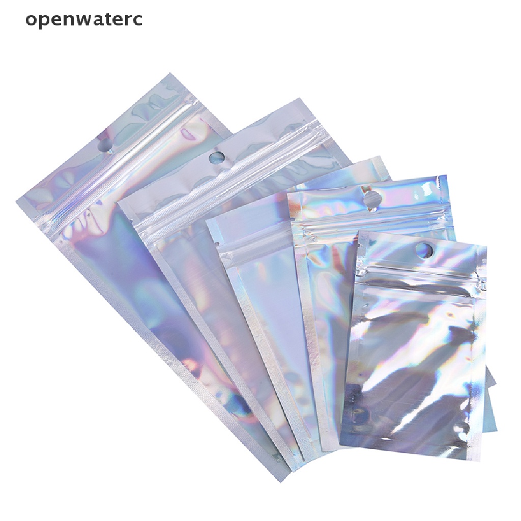 Bộ 10 Túi Zip Nhựa Đựng Mỹ Phẩm Màu Laser