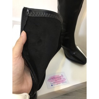 Boot đùi da gót vuông
