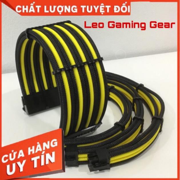 Dây Nguồn Mix Màu Bọc Lưới 24 Pin - 8 Pin - 6 Pin - 4Pin Lõi 18AWG Cho VGA Và CPU (Mix Màu Theo Yêu Cầu) - Vàng Đen