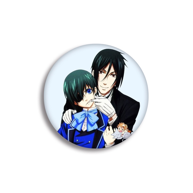 (m01) Huy hiệu cài áo IN HÌNH Hắc quản gia anime chibi dễ thương tiện lợi