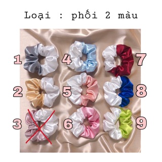 Cột tóc scrunchies mix 2 màu + hoa văn
