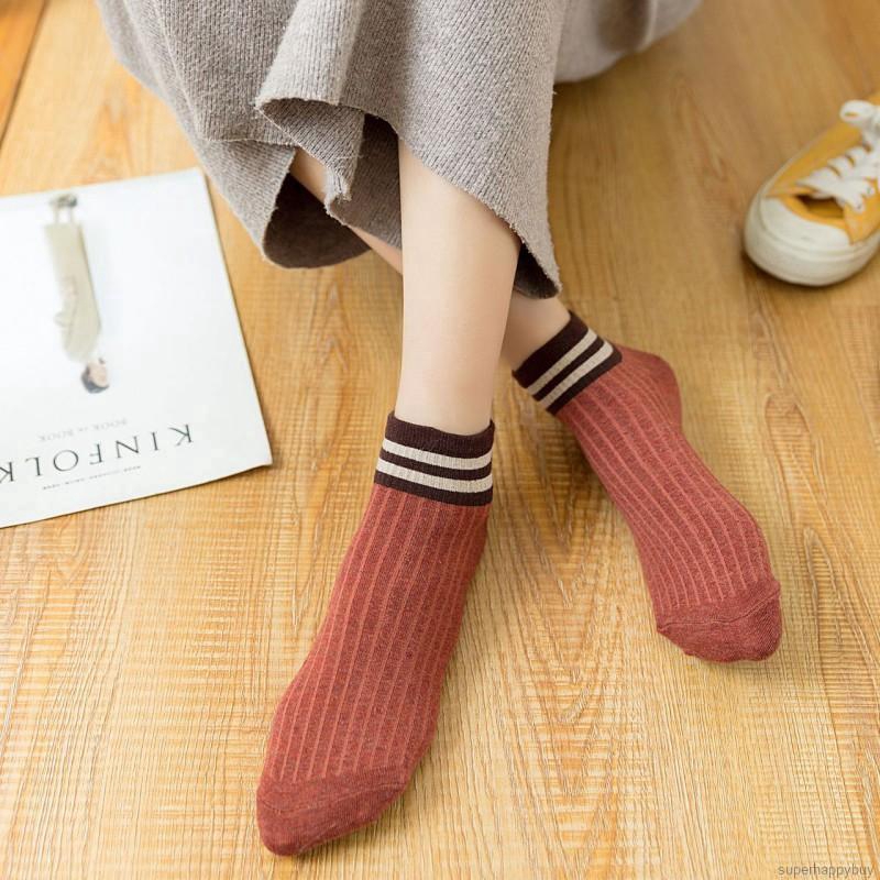 Women's Ankle Socks Korean Fashion Simple Short Striped Socks