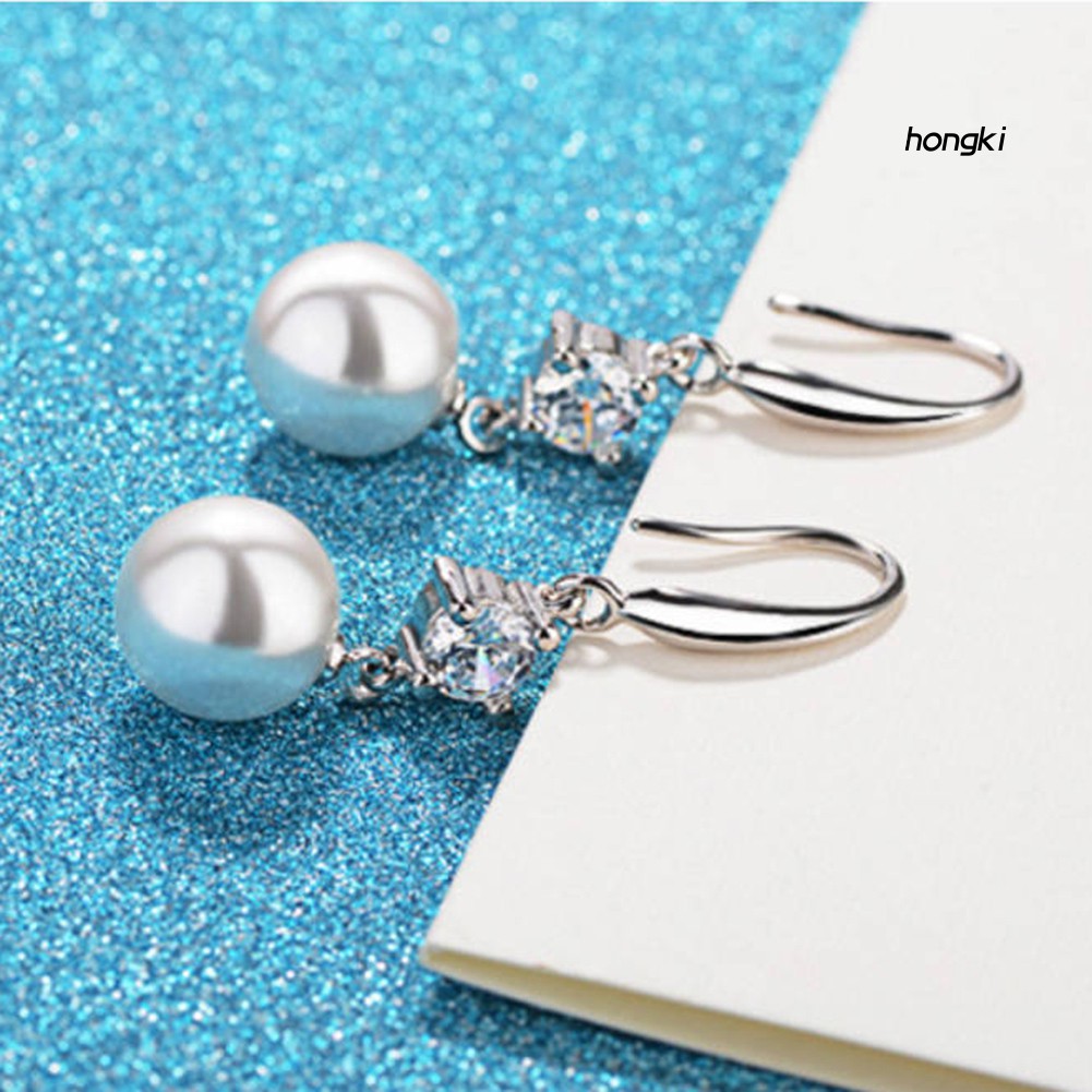 Đôi Bông Tai Dáng Dài Đính Ngọc Trai Nhân Tạo Thời Trang Cho Nữ