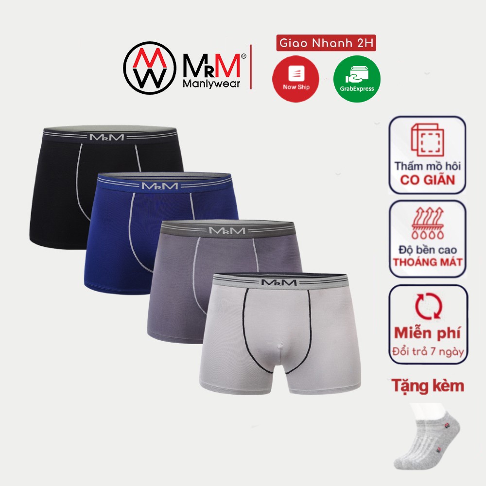 Hộp 4 quần sịp nam boxer sợi tre tự nhiên kháng khuẩn thấm hút mồ hôi - MRM Manlywear