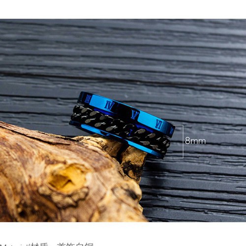 Nhẫn Nam Dây Xích Khắc Số La Mã Titan Ko Đen TT 3041