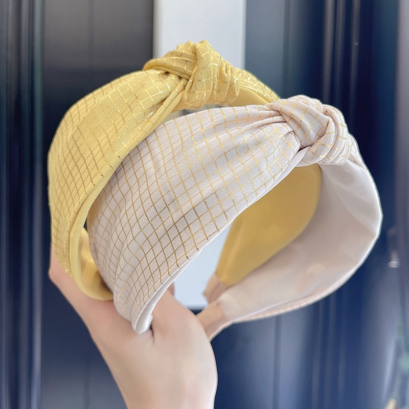 Băng Đô Hai Lớp Thắt Nút Họa Tiết Kẻ Sọc Màu Đồng Cao Cấp Thời Trang Xuân Hè Cho Nữ