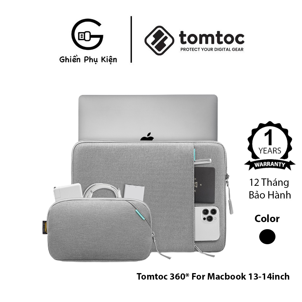 Túi Chống Sốc Tomtoc USA 360 Protective Kèm Túi Phụ Kiện For Macbook 13/14/15/16inch