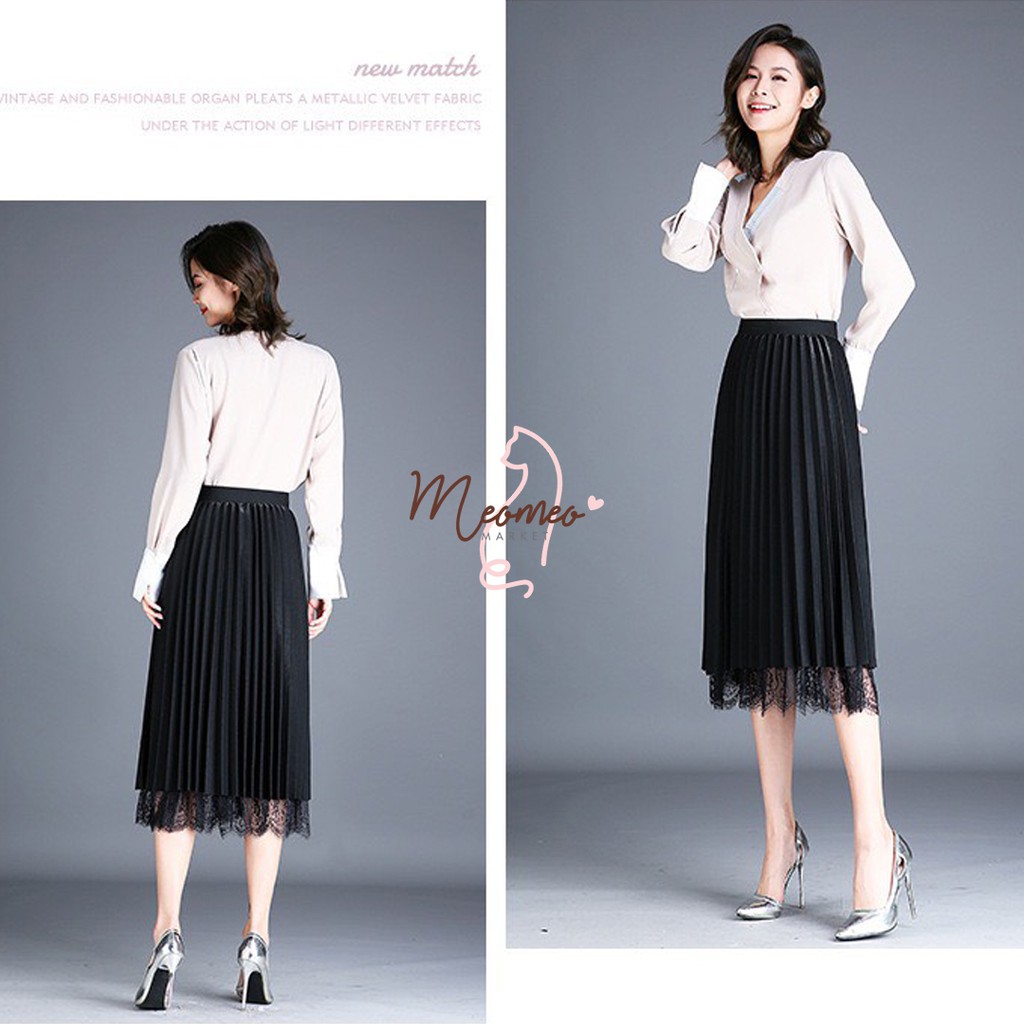 CHÂN VÁY XẾP LY REN 🌸 Mặc Được 2 Kiểu Ren và Vải Thần Thánh Hàng Đẹp 🌸 | BigBuy360 - bigbuy360.vn