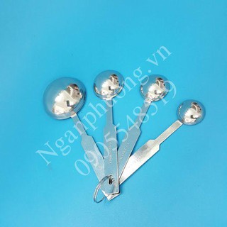 Bộ 4 muỗng đong, thìa đong inox cao cấp