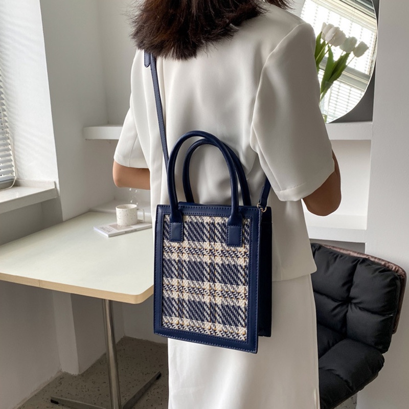 Túi đeo chéo IELGY cỡ lớn kẻ sọc caro cổ điển thời trang cho nữ