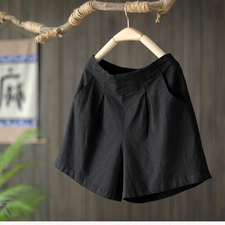 Quần short nữ trơn dáng rộng full size 42-73kg,chất đũi mềm mịn thoáng mát - Tặng 1 chíp ren nữ bất kỳ