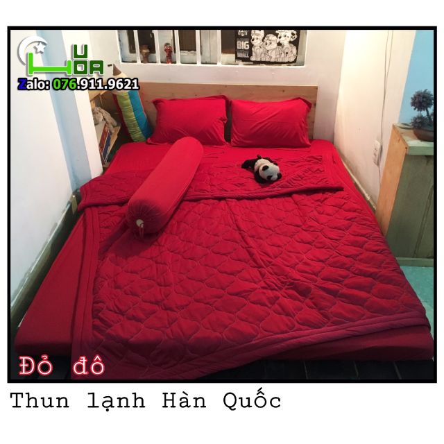 Bộ CHĂN GA THUN LẠNH HÀN QUỐC - MÀU TRƠN