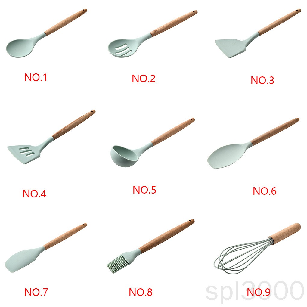 Dụng cụ nấu ăn cán gỗ nhiều loại tùy chọn dùng trong nhà bếp