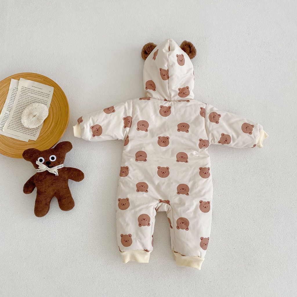 Bộ Áo Liền Quần Bằng Cotton Lông Cừu Giữ Ấm Mùa Đông In Họa Tiết Gấu Dễ Thương Thời Trang 2022 Cho Bé Trai Và Gái