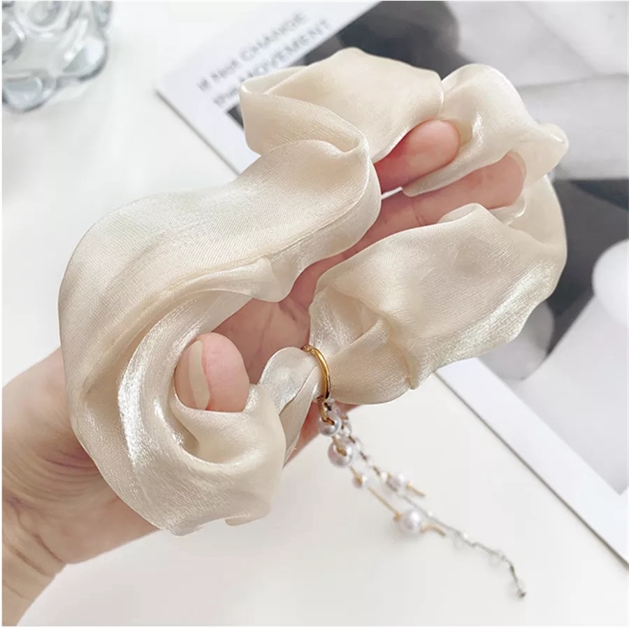Dây buộc tóc đính đá/ ngọc trai giả cỡ lớn thanh lịch thời trang cho nữ