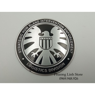 Tem dán xe sticker Marvel logo Shield đại bàng Mỹ thân trắng nền đen