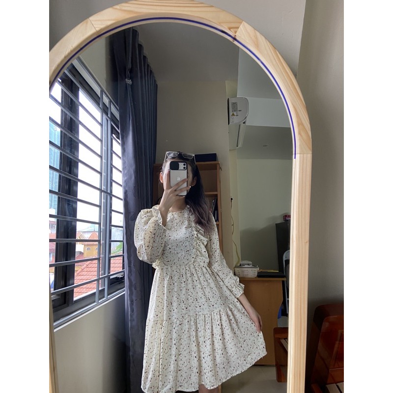[FREESHIP] Váy hoa vintage dáng xòe cánh tiên ulzzang viền bèo lụa hàn không nhàu