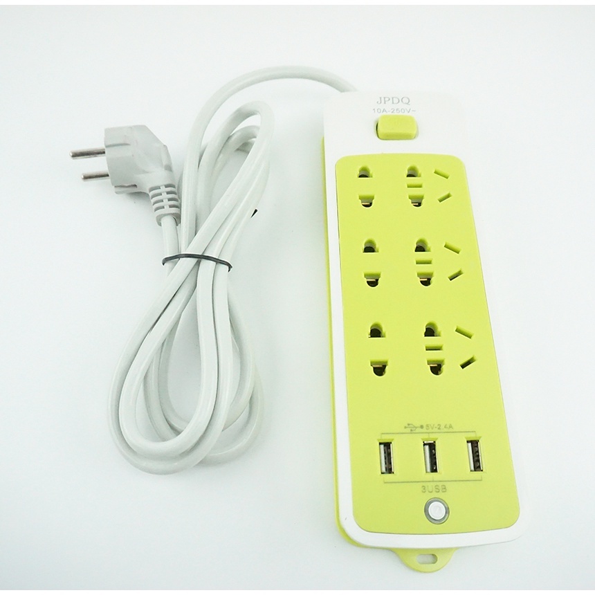 Ổ Điện Đa Năng 3 Cổng USB + 9 Ổ Cắm, Ổ Điện Màu Xanh