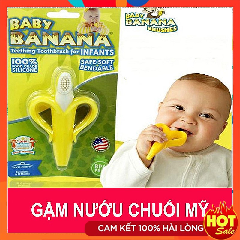 Gặm nướu chuối cho bé, an toàn với thiết kế hình quả chuối ngộ nghĩnh Làm từ 100% silicone-đảm bảo tuyệt đối an toàn