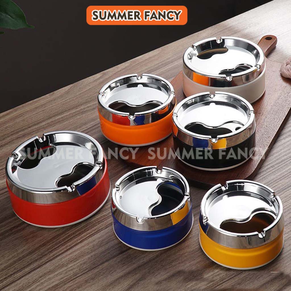 Gạt tàn thuốc lá nhựa nắp xoáy - Ashtray gạc tàn mạ bạc đẹp như inox