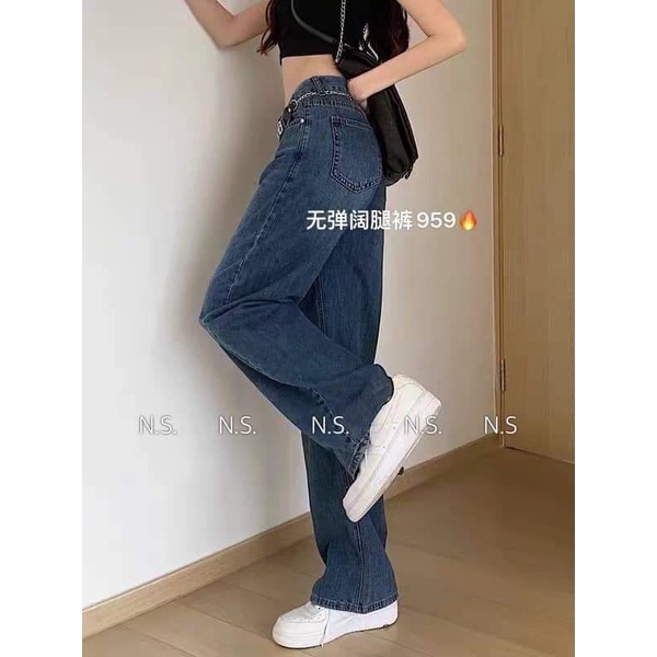 Quần jeans suông dây lưng wang hàng QCL1