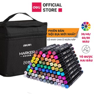 [SALE25]  Bút màu marker chuyên nghiệp Deli -kèm túi vải - 30/40/60/80 Màu - 70806