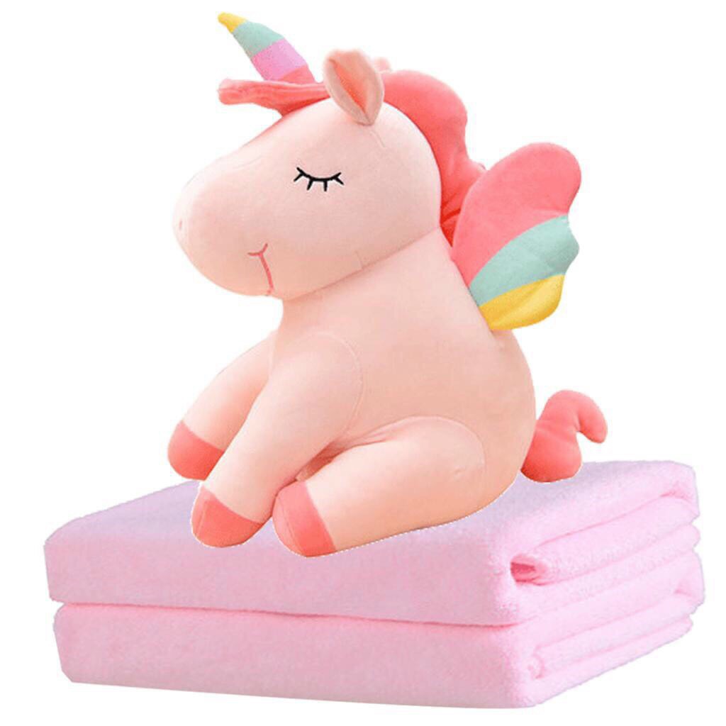 Bộ chăn gối kì lân 3 trong 1 - gối mền ngựa pony, Chăn Mền, Gấu Ôm Pony- Mền Cầu Vồng - Mền Trơn