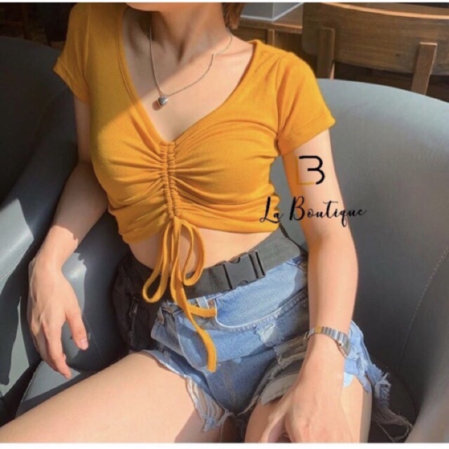 Áo thun croptop dây rút | BigBuy360 - bigbuy360.vn