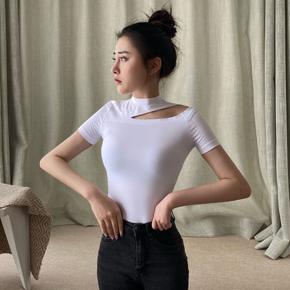 Áo Phông Thun Kann Model Trễ Vai Trơn Ôm Người 4 Màu Trắng Đỏ Đen Vàng Sexy vải Xion HA10