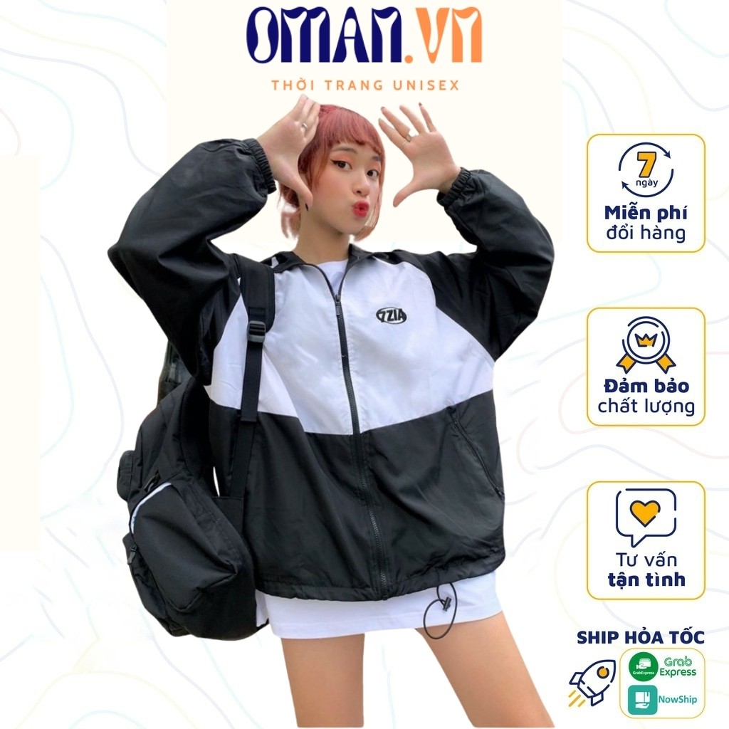 Áo khoác dù 7ZIA nam nữ form rộng Unisex 2 lớp Chống Nắng Siêu Hot ulzzang Jacket Bomber Oman