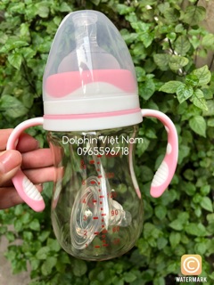 (Tặng thêm 1 núm) Bình sữa ppsu 180ml có tay cầm Dolphin