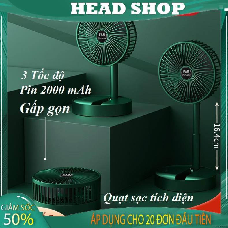 Quạt sạc tích điện mini gấp gọn FS002 mini cầm tay để bàn siêu mát pin dùng 8h 3 cấp độ gió HEAD SHOP